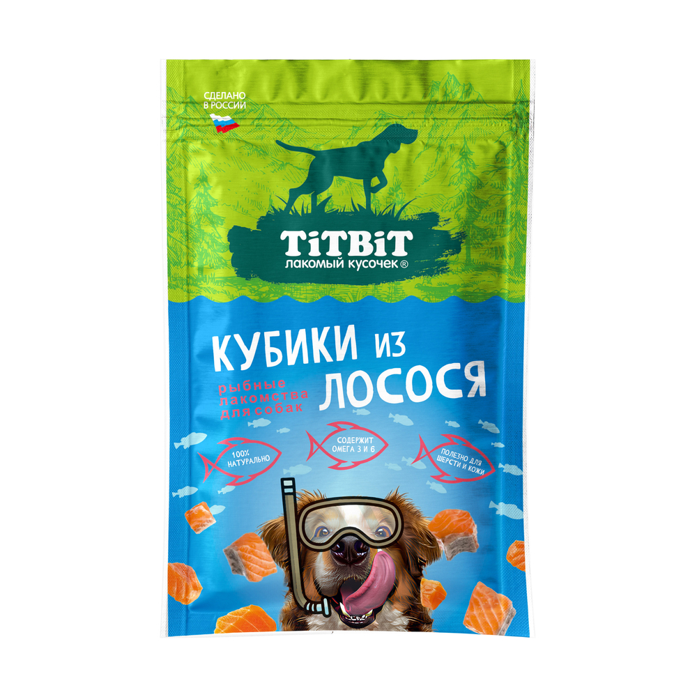 Лакомство для собак TITBIT Кубики из лосося 80г