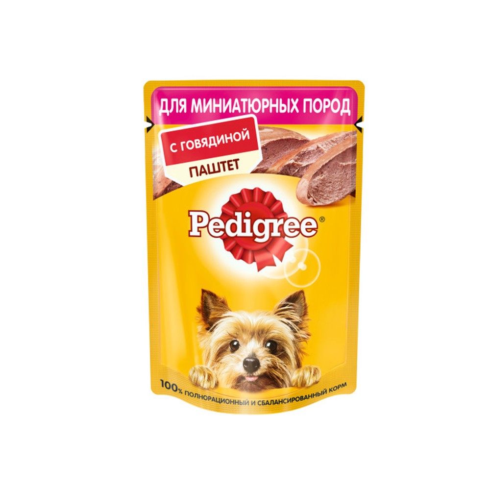 Корм для собак Pedigree для миниатюрных пород, паштет говядина пауч 80г