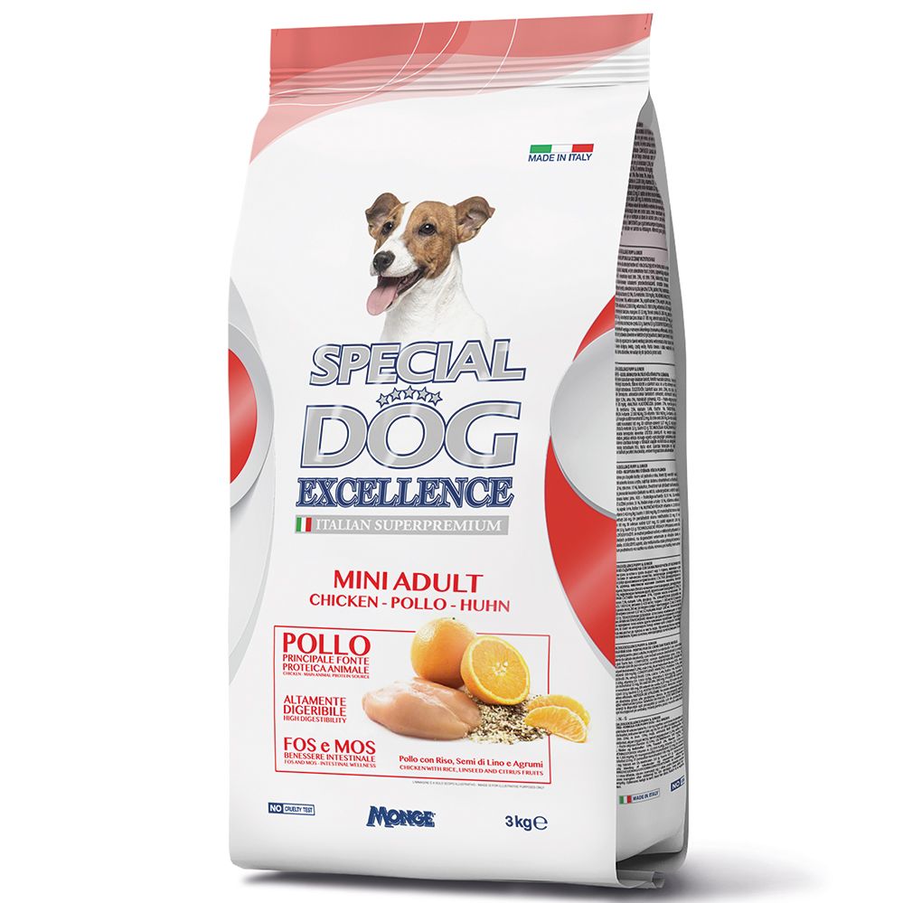 Корм для собак SPECIAL DOG EXCELLENCE для мелк.пород, курица, рис, льняное семя, цитрусовые сух.3кг