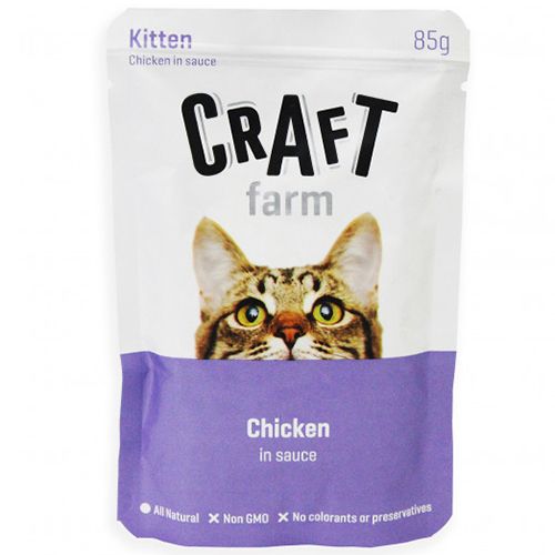 Корм для котят CRAFT FARM курица в соусе пауч 85г