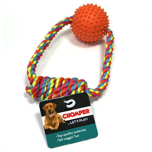 Игрушка для собак CHOMPER Тяни-толкай мяч с ручкой из каната игрушка для собак chomper веревочный мяч для щенков