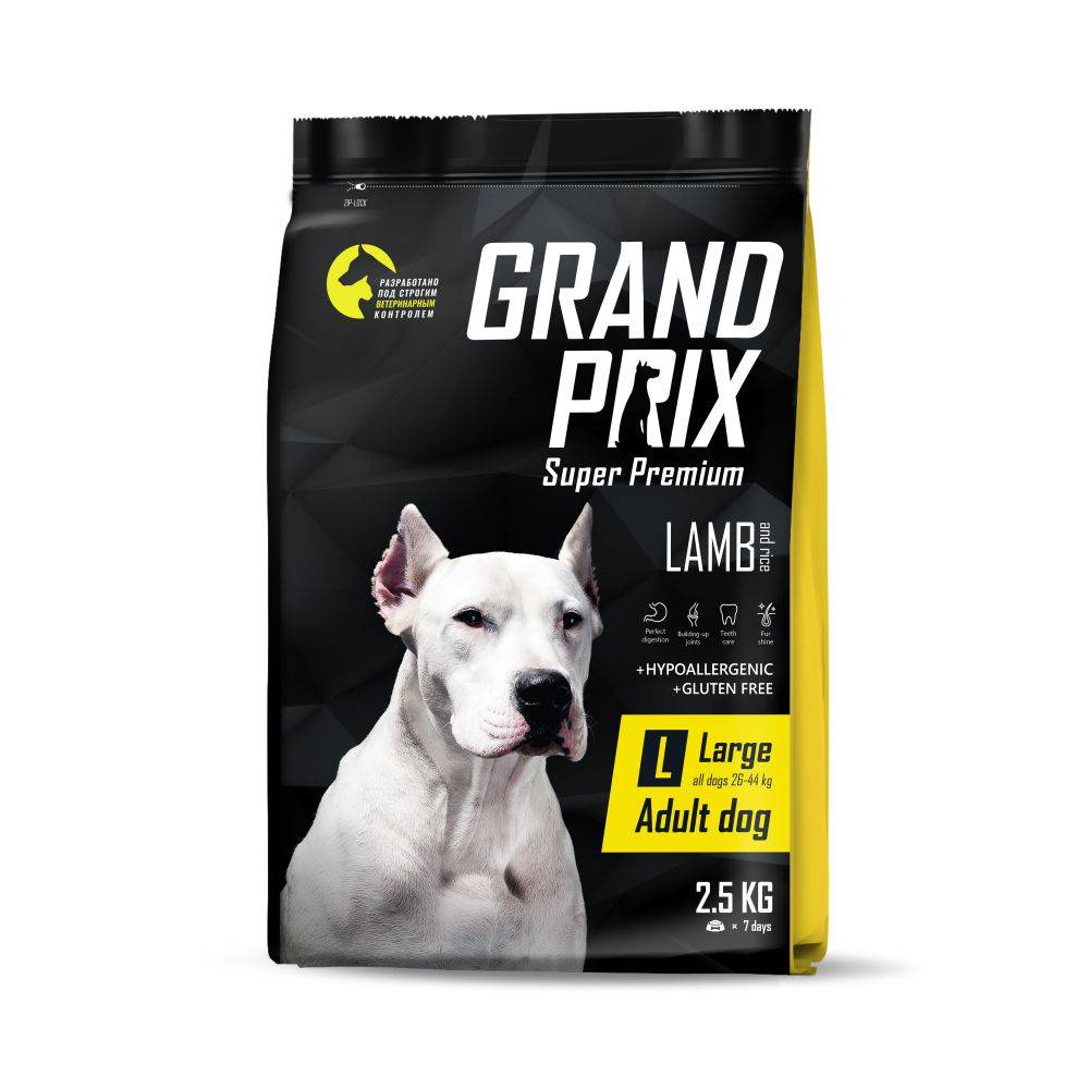 Корм для собак GRAND PRIX для крупных пород, ягненок сух. 2,5кг