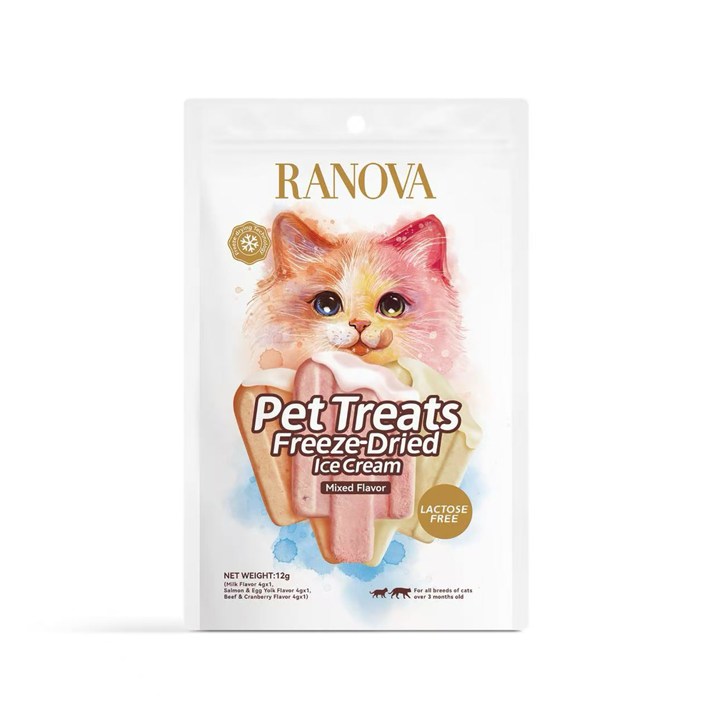 Лакомство для кошек RANOVA сублимированное Мороженое, ассорти вкусов, 12г