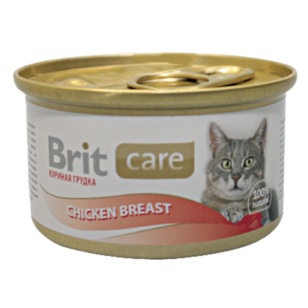 лакомство для кошек киоко куриная грудка 25г Корм для кошек Brit Care Куриная грудка банка 80г