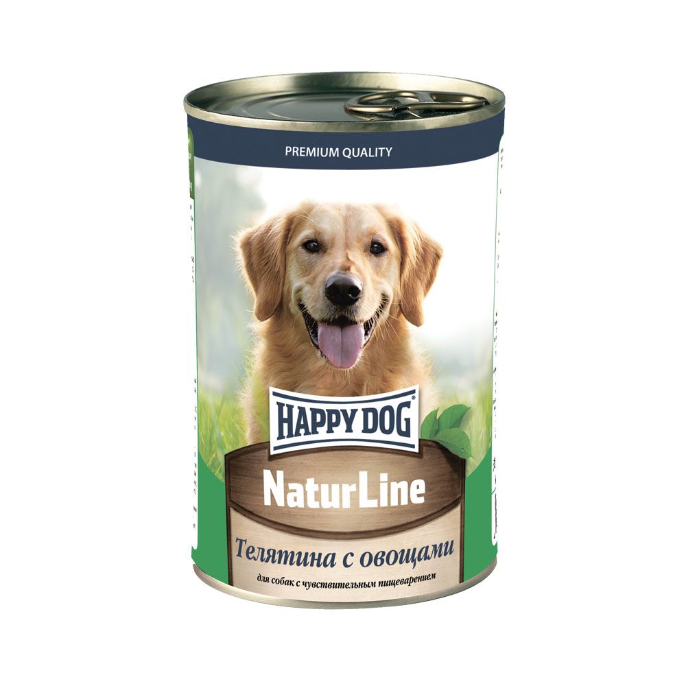 Корм для собак HAPPY DOG Телятина с овощами нежный паштет банка 410г