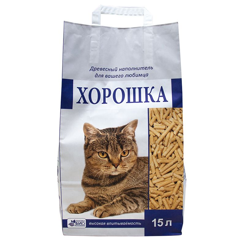 Наполнитель для кошачьего туалета ХОРОШКА древесный 15л
