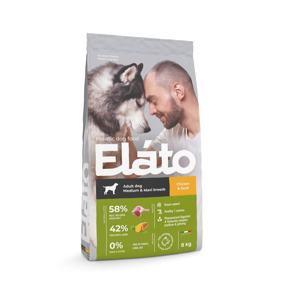 корм для собак elato holistic для средних и крупных пород курица с уткой сух 8кг Корм для собак Elato Holistic для средних и крупных пород, курица с уткой сух. 8кг