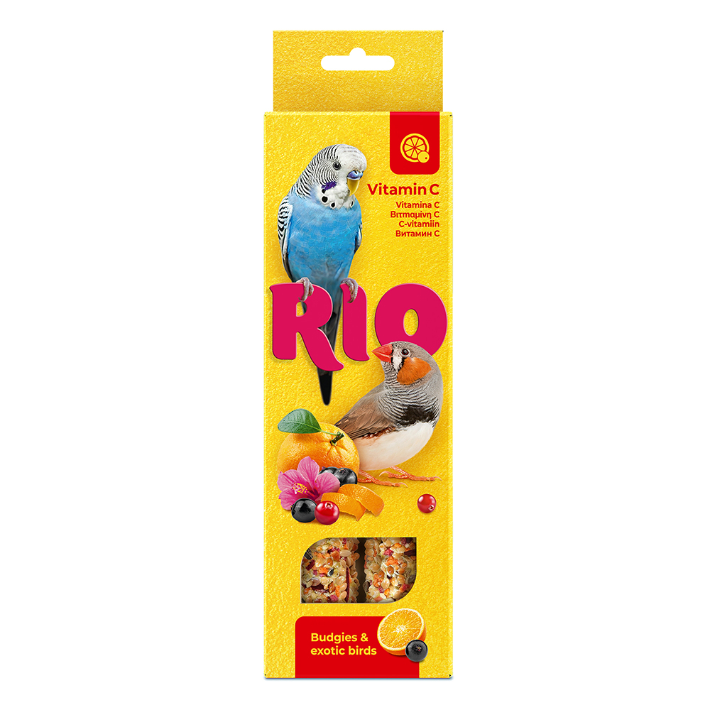 Лакомство для птиц RIO Палочки для волнистых попугайчиков и экзотов Витамин С 2х40г 330₽