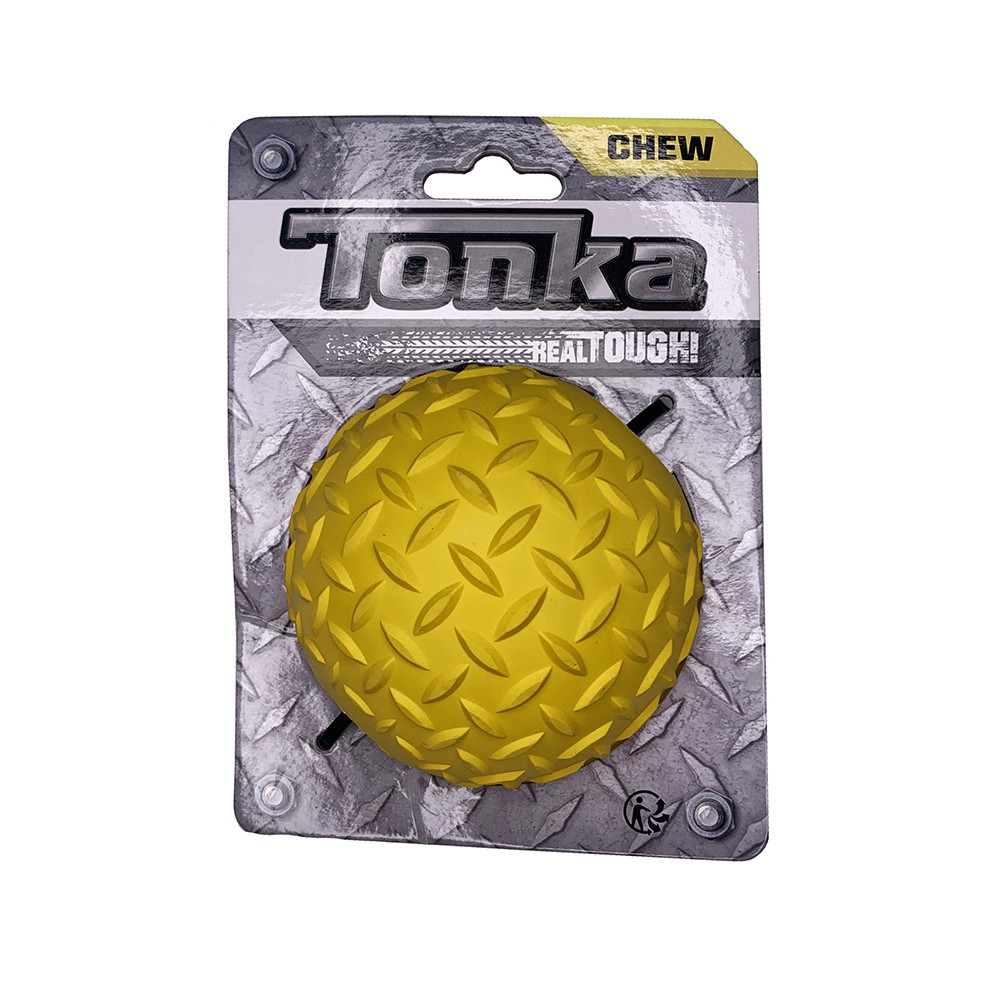 цена Игрушка для собак TONKA Мяч рифленый, цвет желтый 8,9см