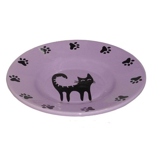 цена Миска для животных Foxie Cat Plate фиолетовая керамическая 15,5х3см 140мл