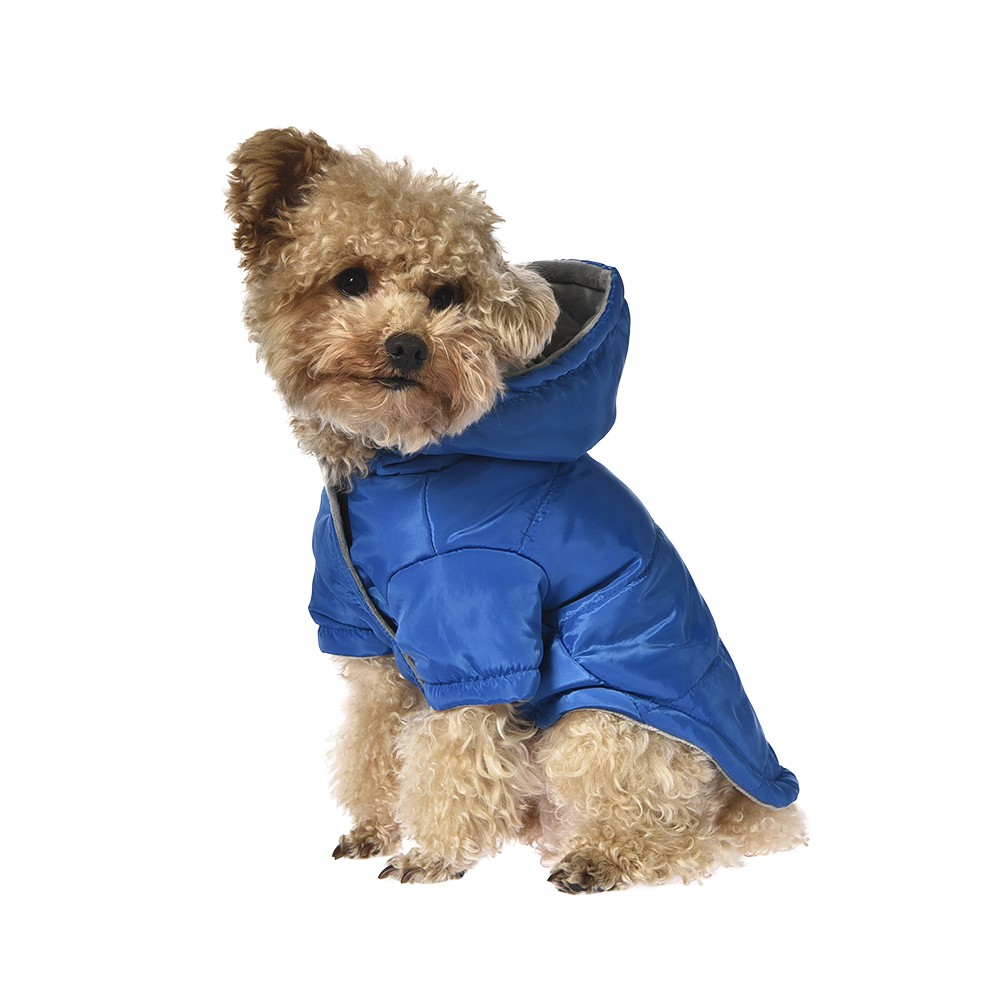 цена Куртка для собак Foxie Heldi S (длина спины 30см) синяя с капюшоном