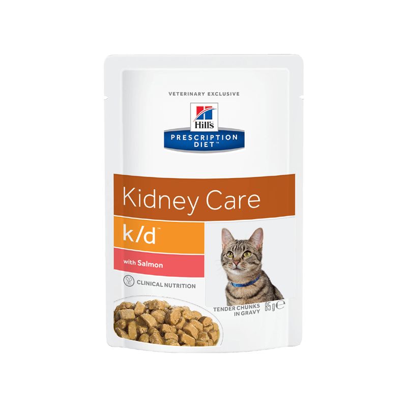 Корм для кошек Hill's Prescription Diet Feline K/D при заболевании почек, лосось пауч 85г