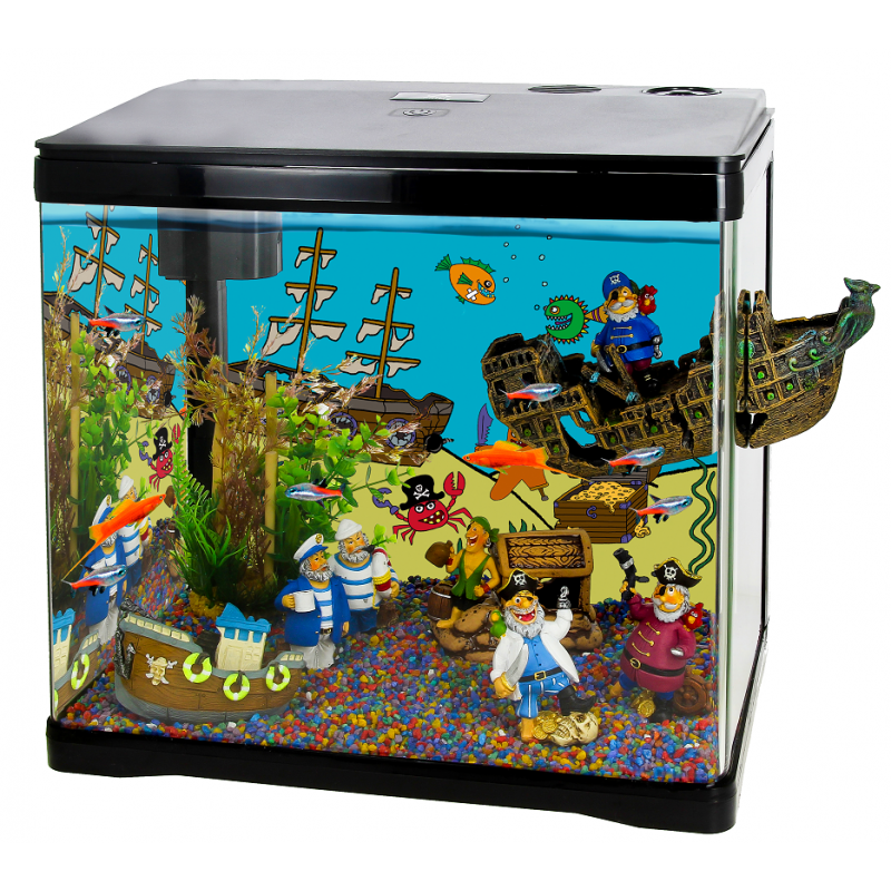 Аквариум PRIME детский, черный, полный комплект с оборудованием и декорациями 33л gloxy optic set professional edition аквариум с оборудованием 31 л