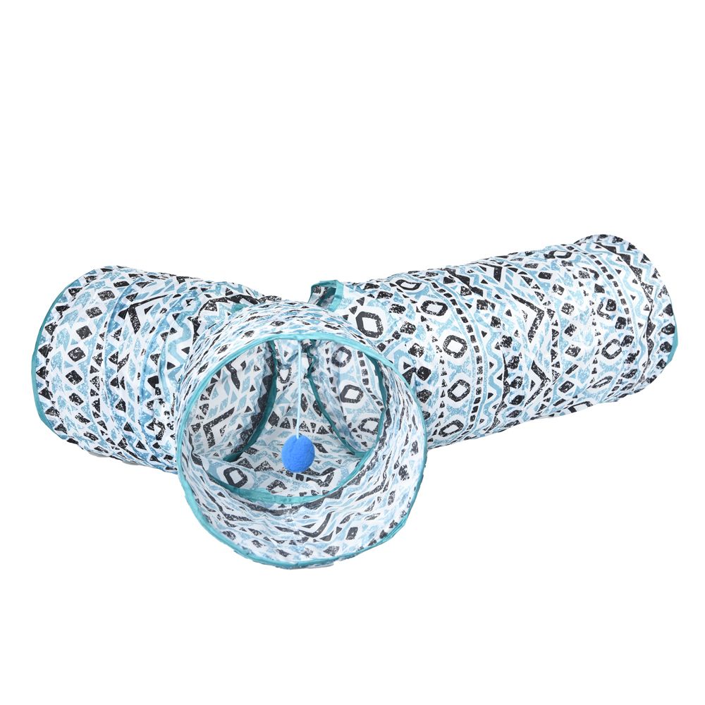 Тоннель для кошек Foxie трехрукавный с этническим принтом 25х85см