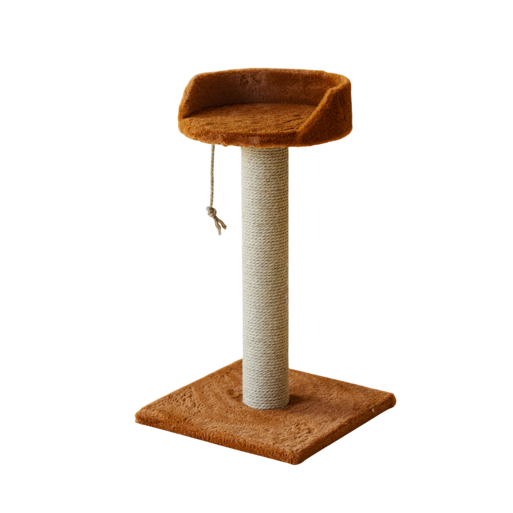 Когтеточка для кошек ПУШОК Тэди 40х40х70см с лежаком хлопок коричневый 2250₽