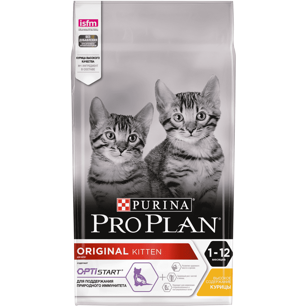 Корм для котят Pro Plan Original до 1 года, с курицей сух. 1,5кг корм для котят hill s тунец сух 1 5кг