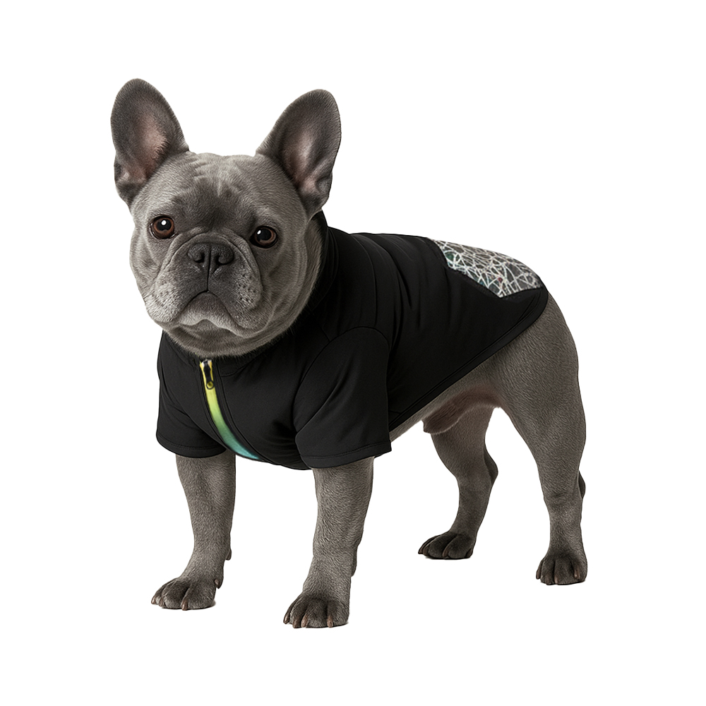 Куртка для собак Foxie Shine черная р S длина спины 30см обхват груди 47-53см 999₽