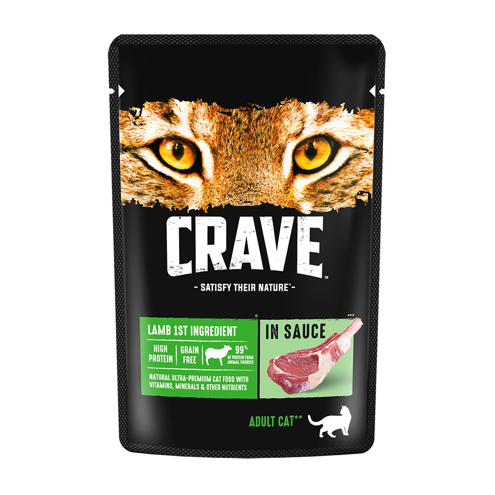 Корм для кошек Crave ягненок в соусе пауч 70г корм для кошек crave лосось пауч 70г