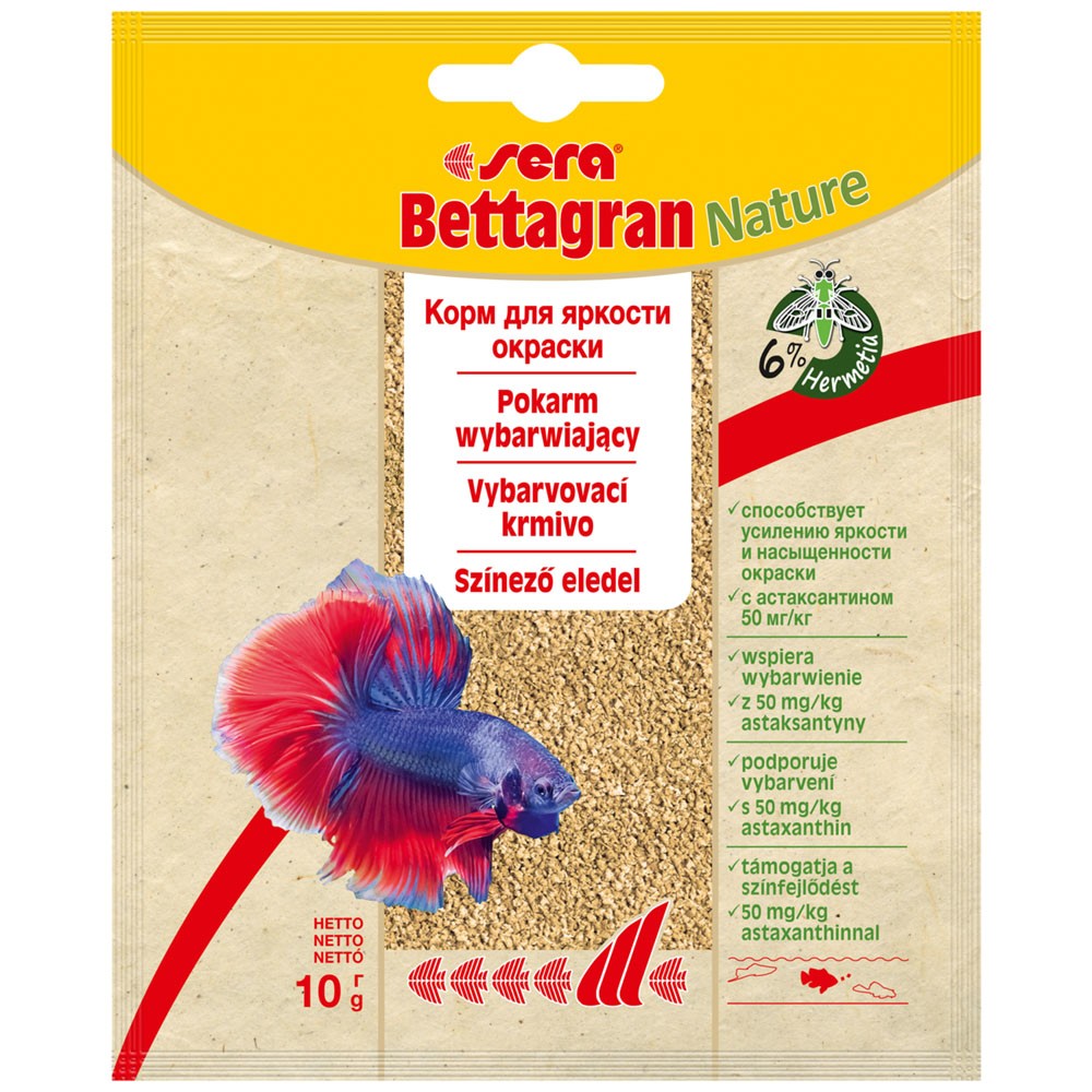 Корм для рыб SERA Bettagran для петушков, гранулы 10г (пакетик) корм для рыб sera bettagran 10г пакетик