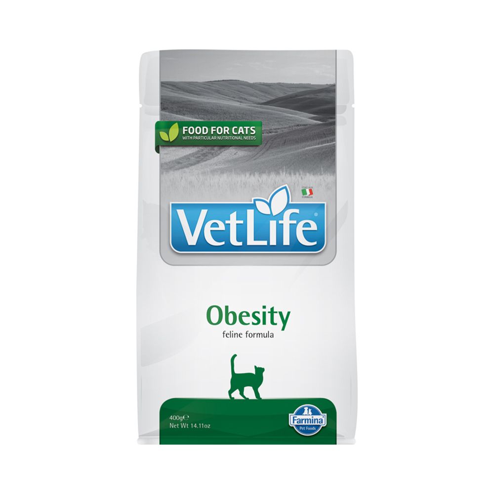 Корм для кошек Farmina Vet Life Natural Diet при ожирении сух. 400г корм для собак farmina vet life natural diet для кастрир и стерилиз собак до 10кг сух 10кг