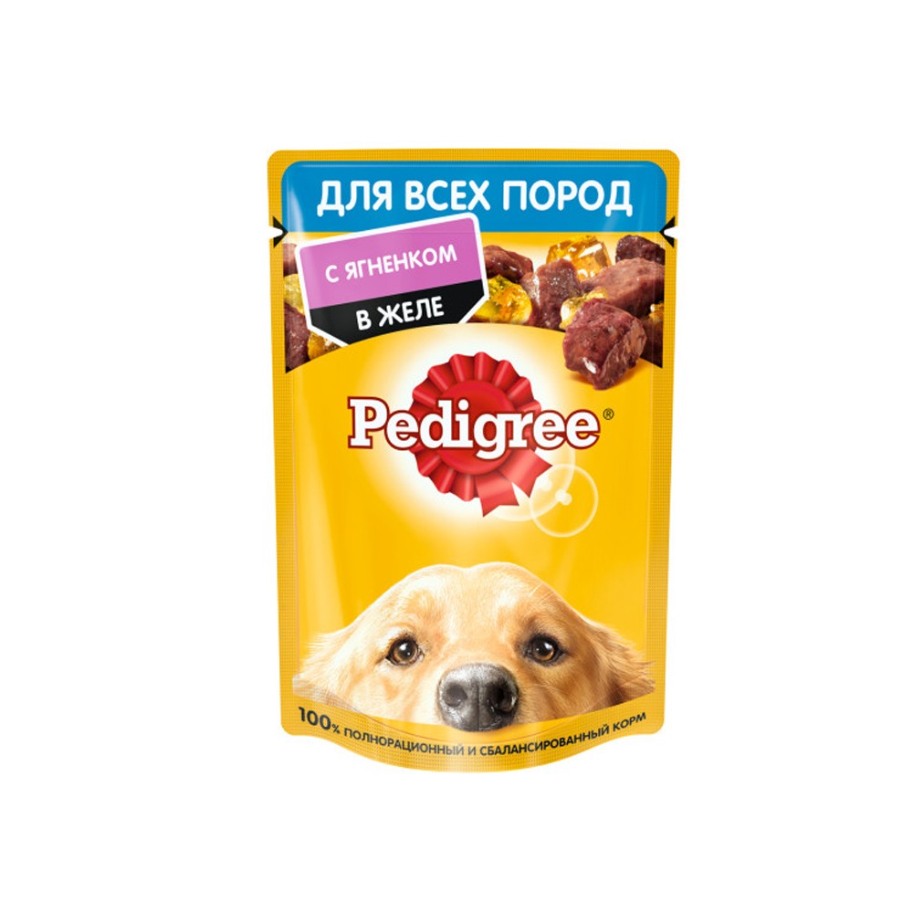 Корм для собак Pedigree ягненок в желе конс. пауч 85г влажный корм pedigree для собак говядина ягненок в соусе пауч 85 г