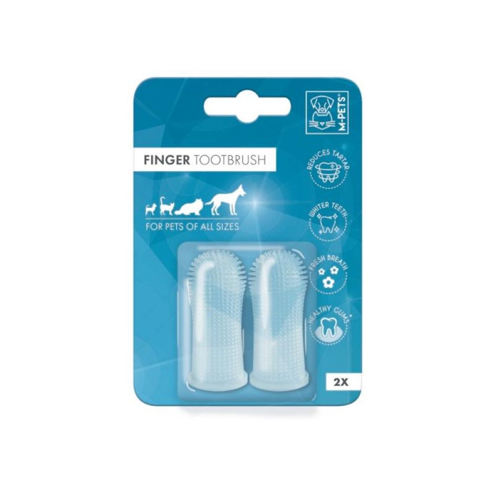Зубная щетка-напальчник M-PETS 360 градусов силиконовая, набор 2 шт
