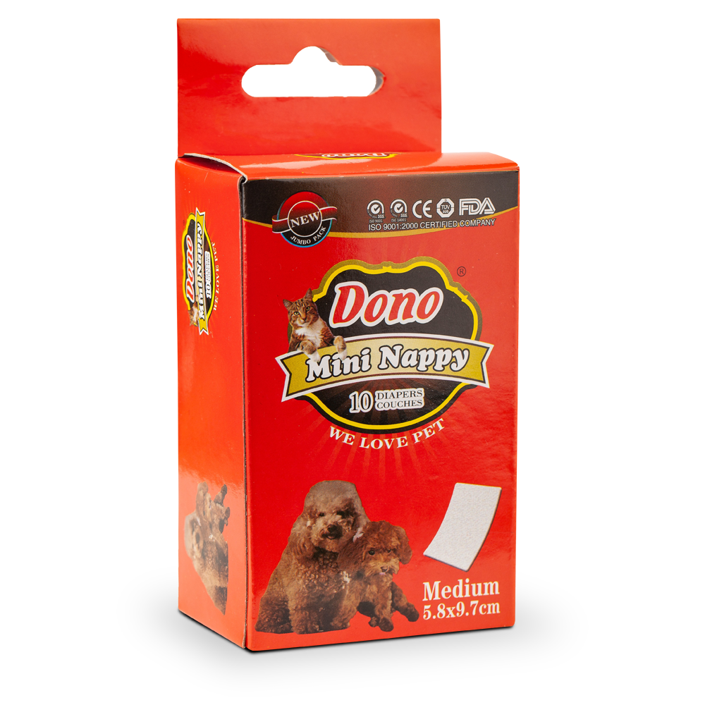 Прокладки Dono Mini Nappy при течке у животных М, супер тонкие, 5,8х9,7 см, 10шт в уп.