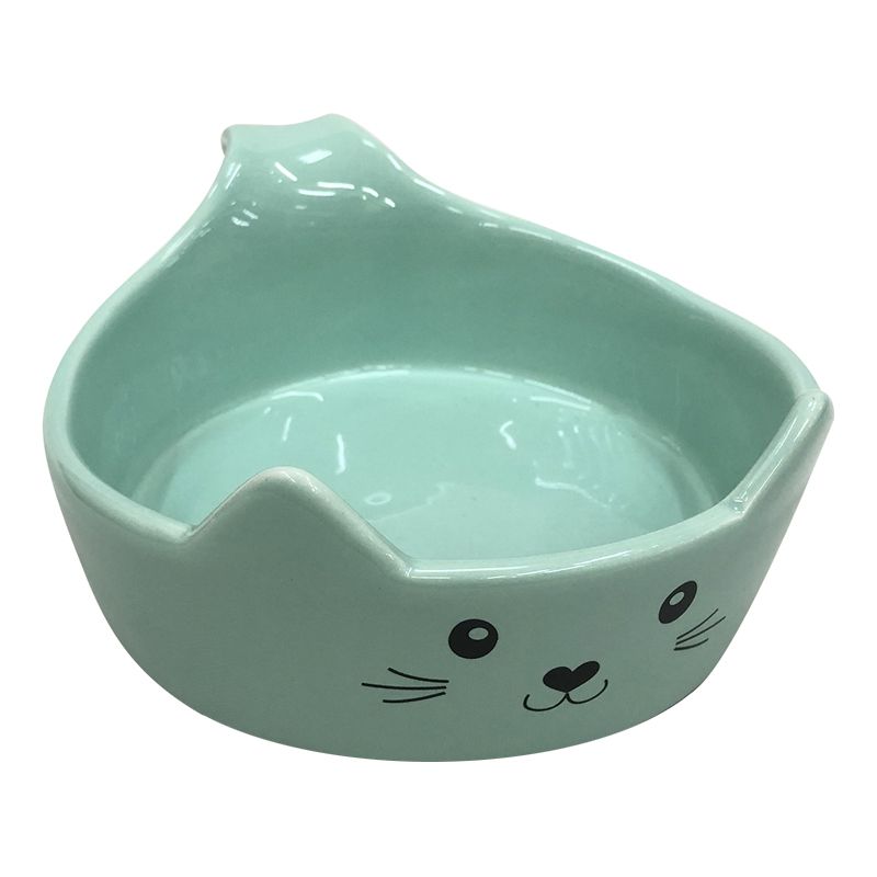 цена Миска для животных Foxie Cat Bowl зеленая керамическая 15,5х12,5х6см 220мл