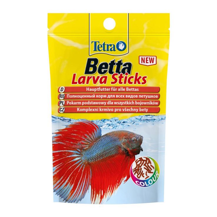 Корм для рыб TETRA Betta LarvaSticks в форме мотыля для петушков и других лабиринтовых рыб 5г корм tetra betta granules для рыб в гранулах 5 г саше
