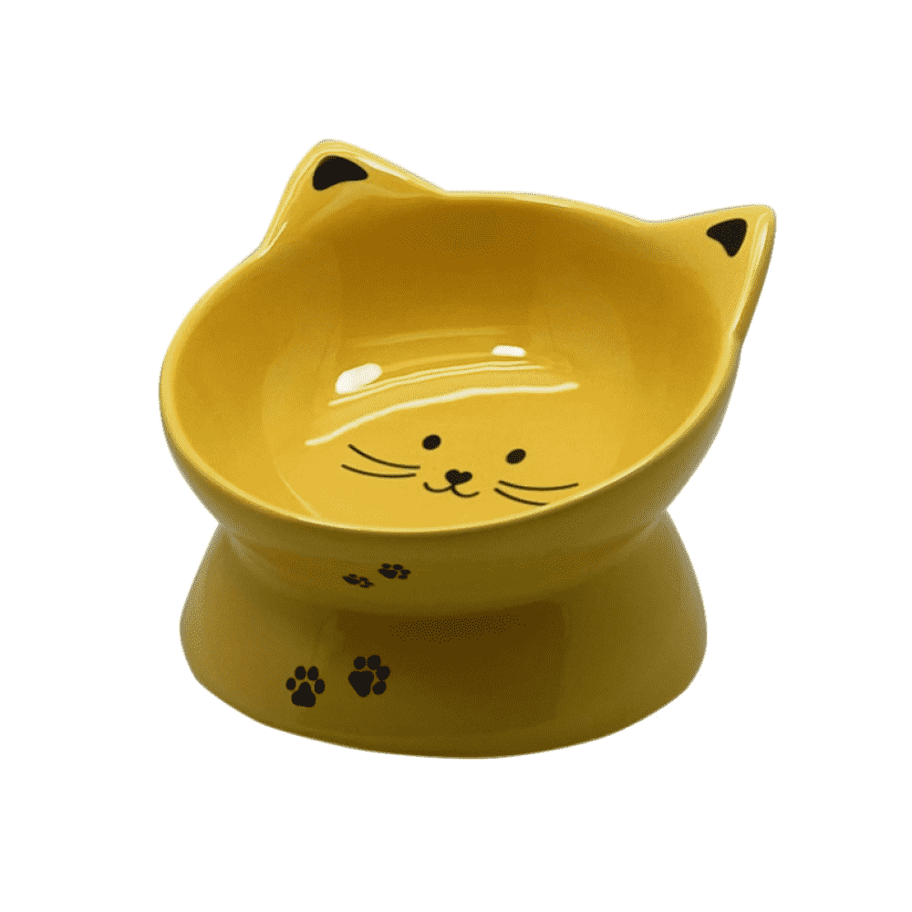 цена Миска для животных Foxie Pretty cat желтая керамическая 14х14х10см 180мл