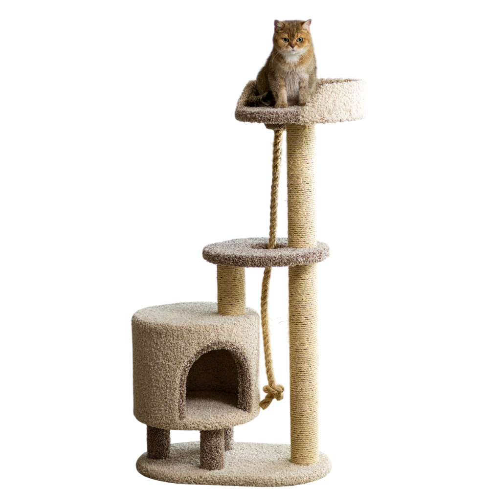 Когтеточка для кошек ПУШОК Мика 70х42х130см каппучино с молочным 13340₽