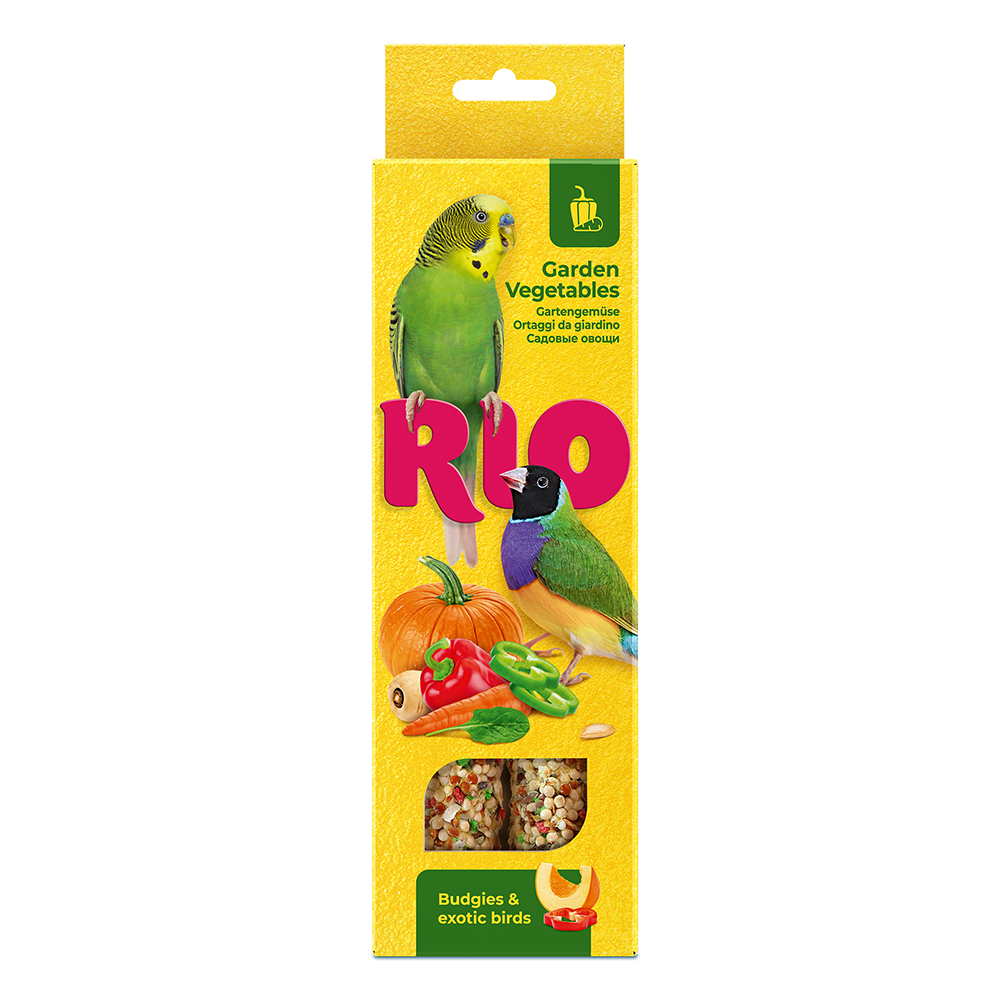 Лакомство для птиц RIO Палочки для волнистых попугайчиков и экзотов с садовыми овощами 2х40г 330₽