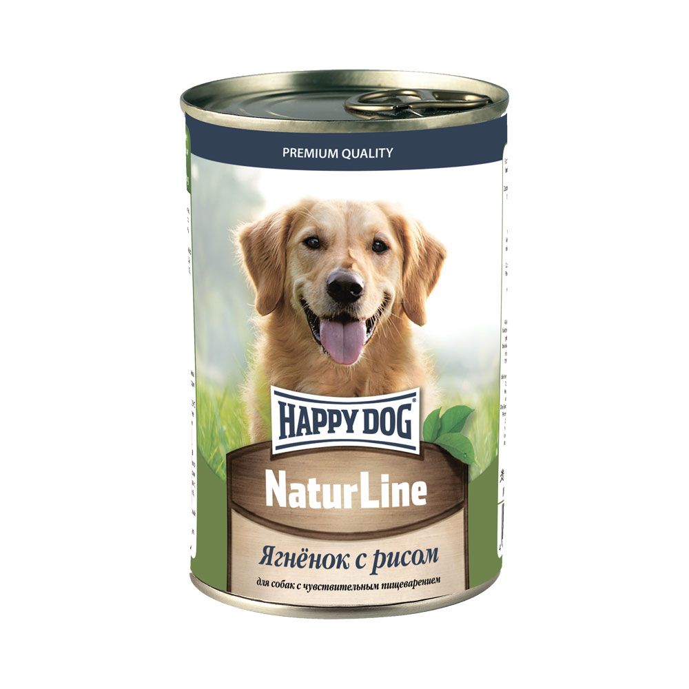 Корм для собак HAPPY DOG Ягненок с рисом нежный паштет банка 410г