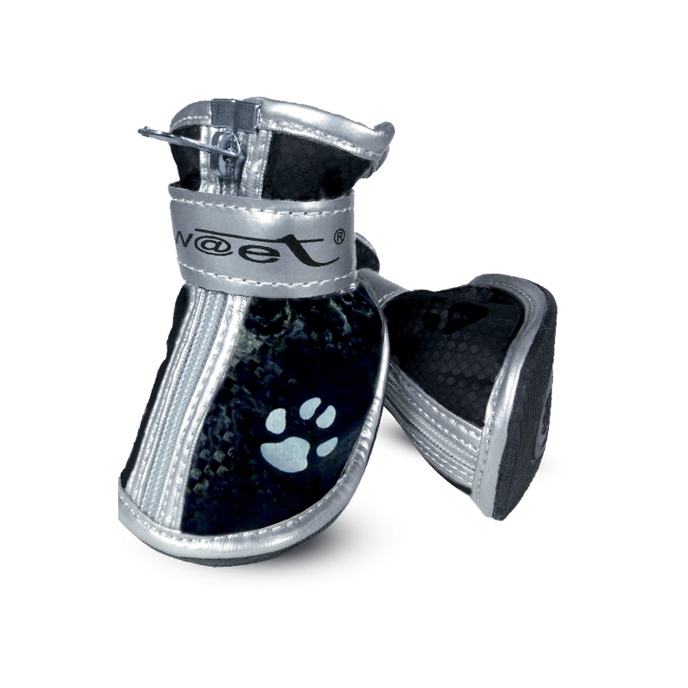 Ботинки для собак TRIOL YXS083-4 черные с лапками 55х45х55мм (уп.4шт.) ботинки для собак triol черные с красным 60х55х70мм