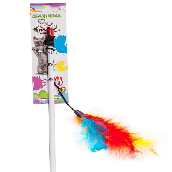 Игрушка для кошек ГРЫЗЛИК АМ Дразнилка-удочка Марабу с перьями, пластик 50см