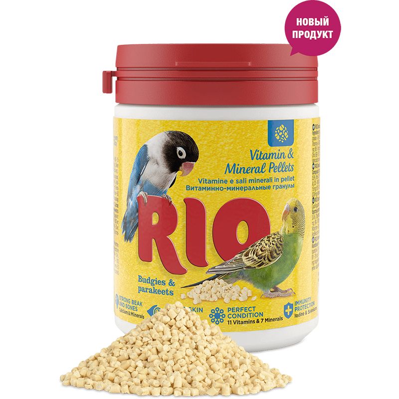 Лакомство для птиц RIO Витаминно-минеральные гранулы для волнистых и средних попугаев 120г цена и фото