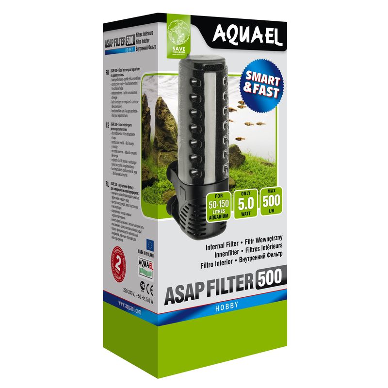 Внутренний фильтр AQUAEL ASAP FILTER 500 для аквариума 50 - 150 л (500 л/ч, 5 Вт)