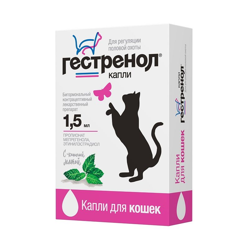 Капли НПП СКИФФ Гестренол для кошек 1,5мл препарат для кошек нпп скифф секс барьер f для регуляции половой охоты флакон 2мл