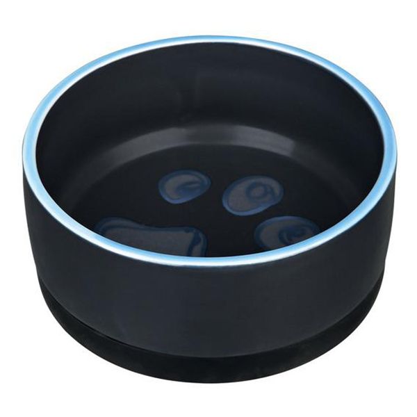 Миска для животных MAJOR Лапка синяя керамическая с резинкой 12,5х5,5см 400мл