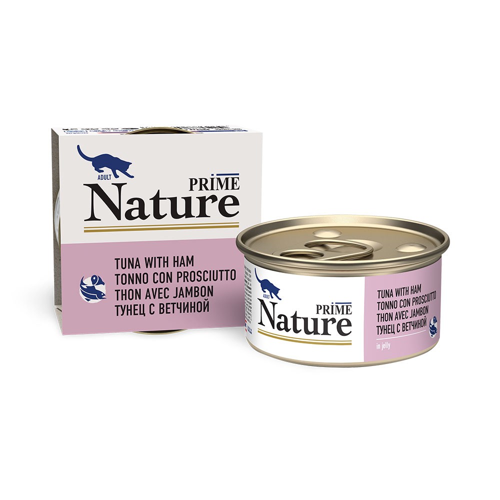 Корм для кошек PRIME NATURE тунец с ветчиной в желе банка 85г