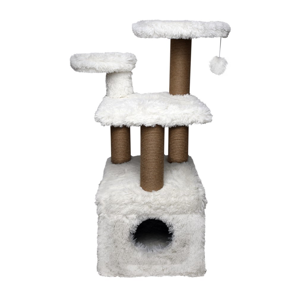Дом-когтеточка для кошек DUBEX Fluffy Box с полочками белый 52x67см 5114₽