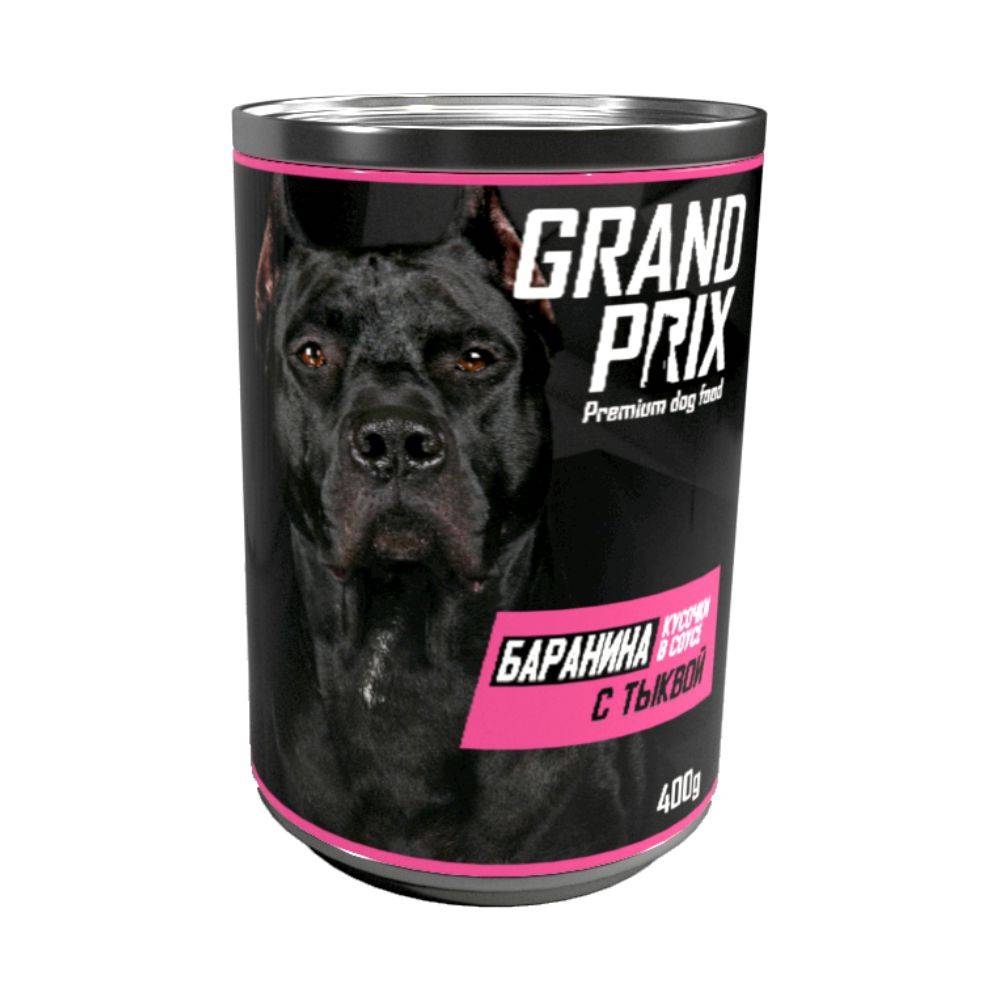Корм для собак GRAND PRIX кусочки в соусе баранина с тыквой банка 400г