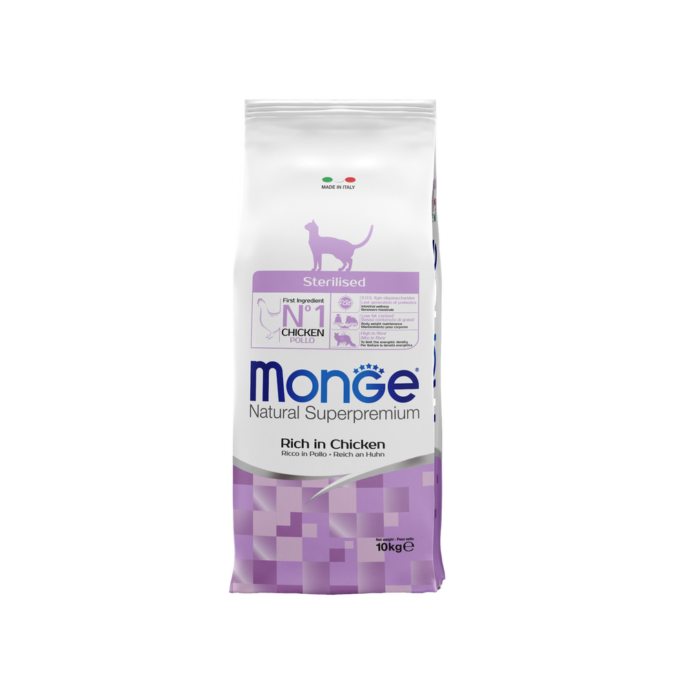Корм для кошек Monge Cat Sterilised для стерилизованных, курица сух. 10кг