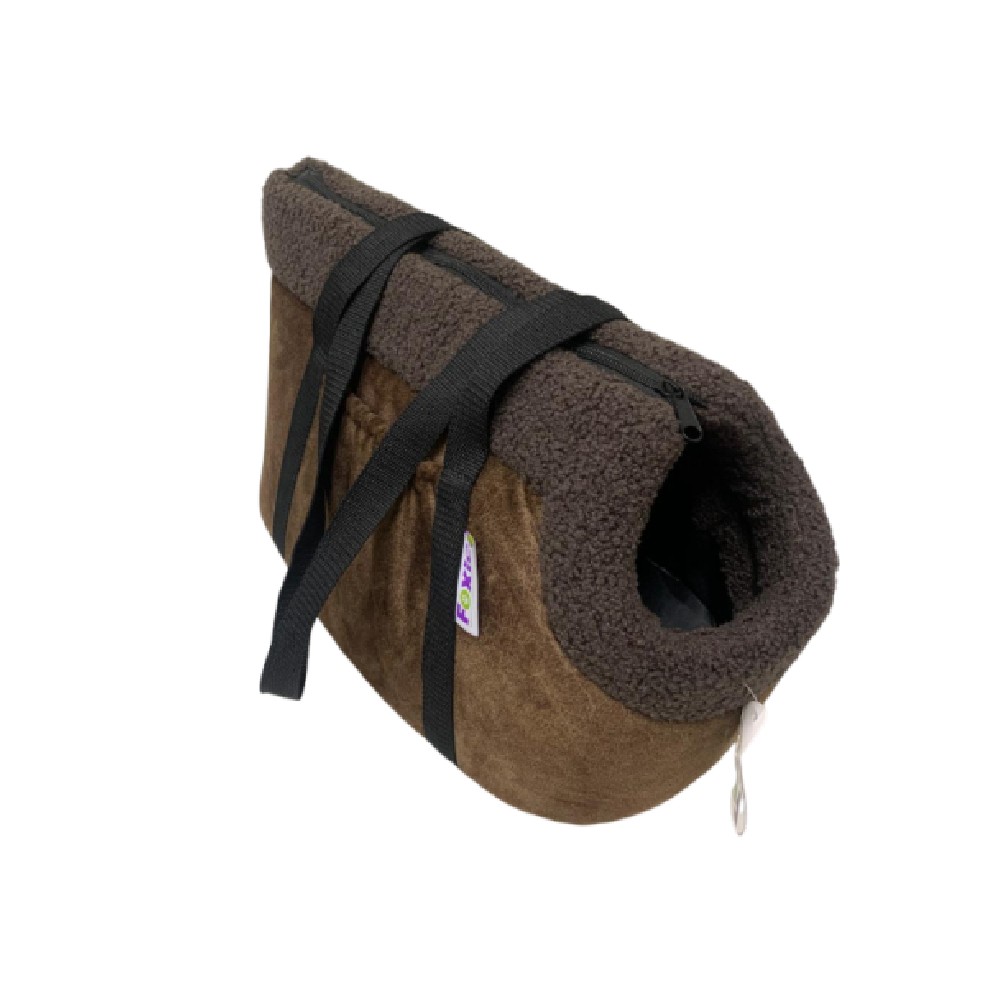 Сумка-переноска для животных Foxie Softy Classic 30х20х20см мягкая с мехом коричневая 798₽