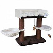 Когтеточка для кошек FOXIE с лежанками и игрушками из перьев 65x50x71см коричнево-белый