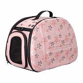 Складная сумка-переноска IBIYAYA для собак и кошек до 6 кг бледно-розовая в цветочек 30х46х32см